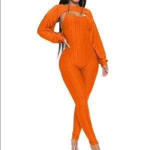 Tictok bodycon Orange Pants w/jacket
